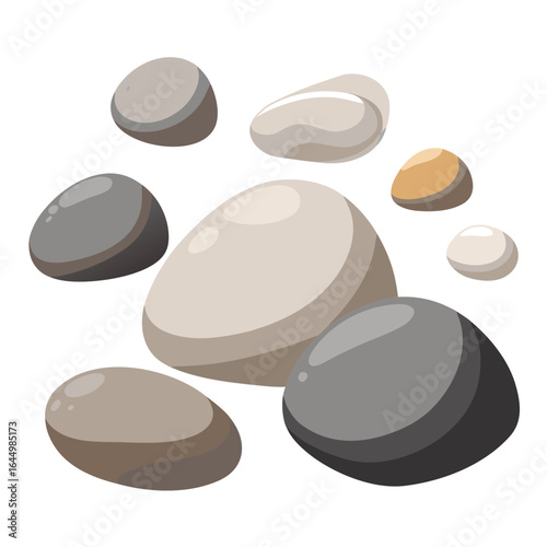 Photography set of stones isolated on white