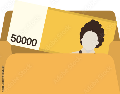 봉투에 담겨있는 오만원권 지폐