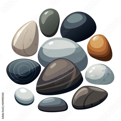 Photography set of black stones