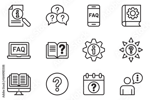 Navigating Knowledge A Collection of 'FAQ' and Information Icons for Seamless Understanding