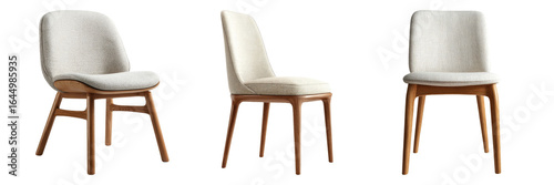 Elegant Modern Chairs with Wooden Legs in Various Angles