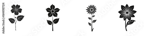 Stylized vector floral designs in on transparent background Generative AI