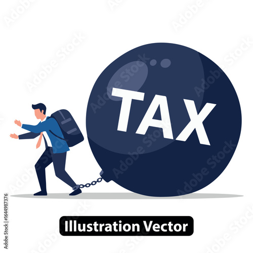 Man Struggling with Heavy Tax Burden Illustration