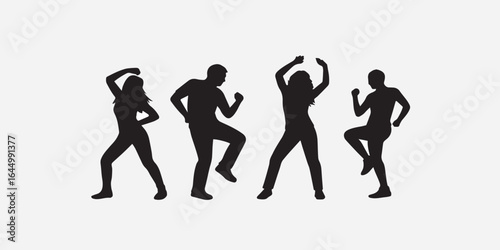 Print   set silhouettes zumba dancers