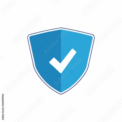 A blue shield with a white checkmark in the center