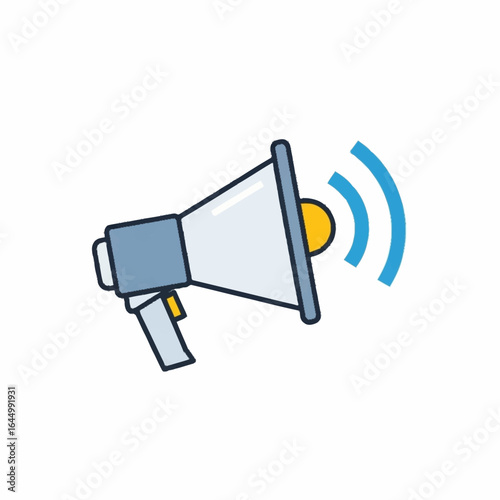A cartoon image of a megaphone emitting sound waves