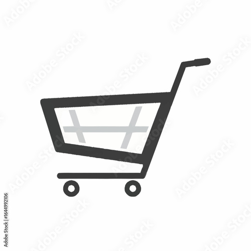 A grey shopping cart icon featuring two crossbars