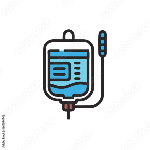 IV drip bag with blue fluid for medical treatment concept of Healthcare  