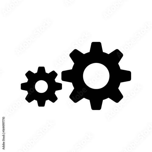 Iconic black gear wheels illustrated in silhouette style for industrial and mechanical design