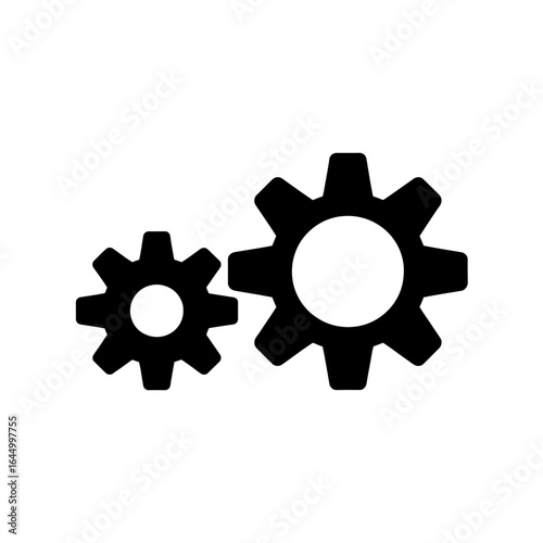 Iconic black gear wheels illustrated in silhouette style for industrial and mechanical design