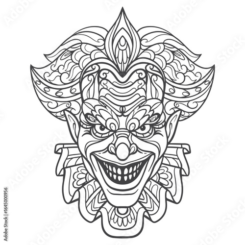 clown  mandala arts isolated on white background