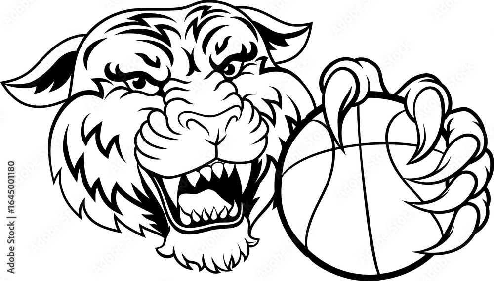 Obraz premium Tiger Basketball Ball Animal Sports Team Mascot