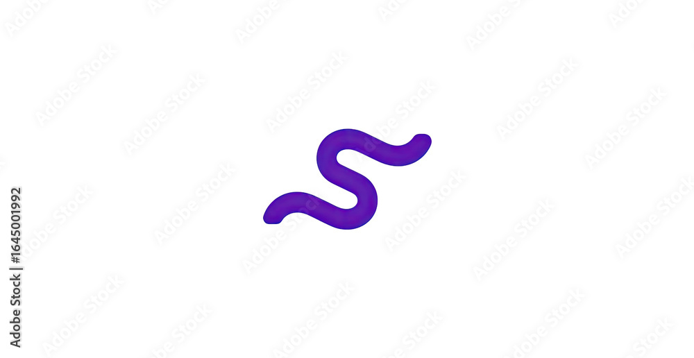 Fototapeta premium Abstract purple, wavy, S-shaped form against a black background