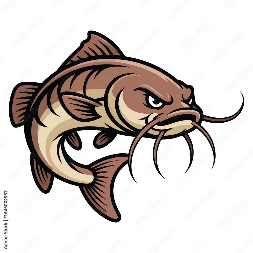 Fototapeta premium Catfish Funny cartoon vector art