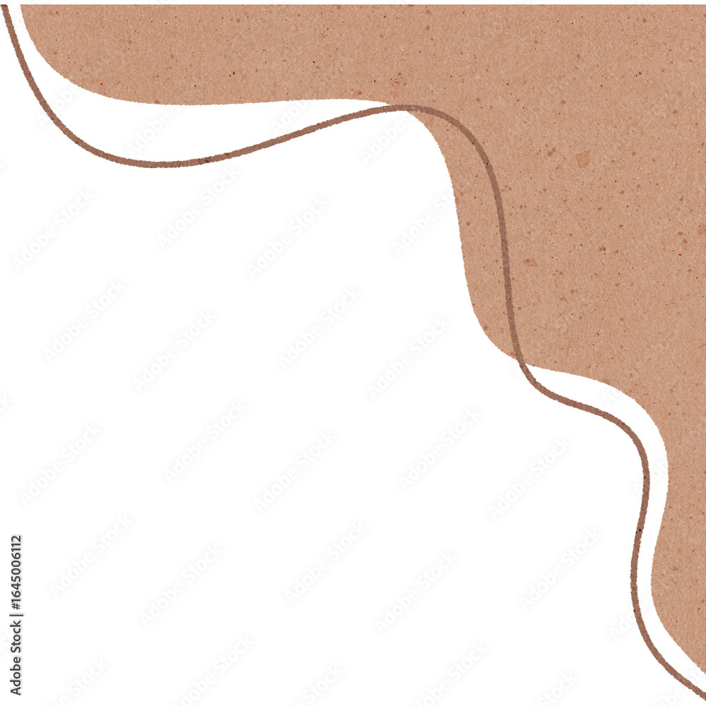 Fototapeta premium Abstract brown textured shape with wavy lines on transparency background creating artistic design