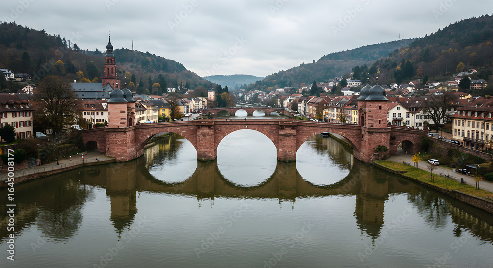 Fototapeta premium Picturesque Bridge Reflecting in the River