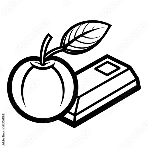 Goldbar Apricot Fruit – Line Art Vector Illustration on White Background