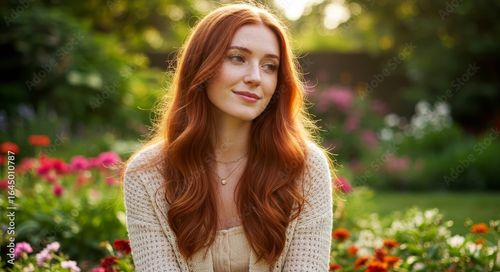 Redhead Woman in a Garden Redhead Woman in a Garden