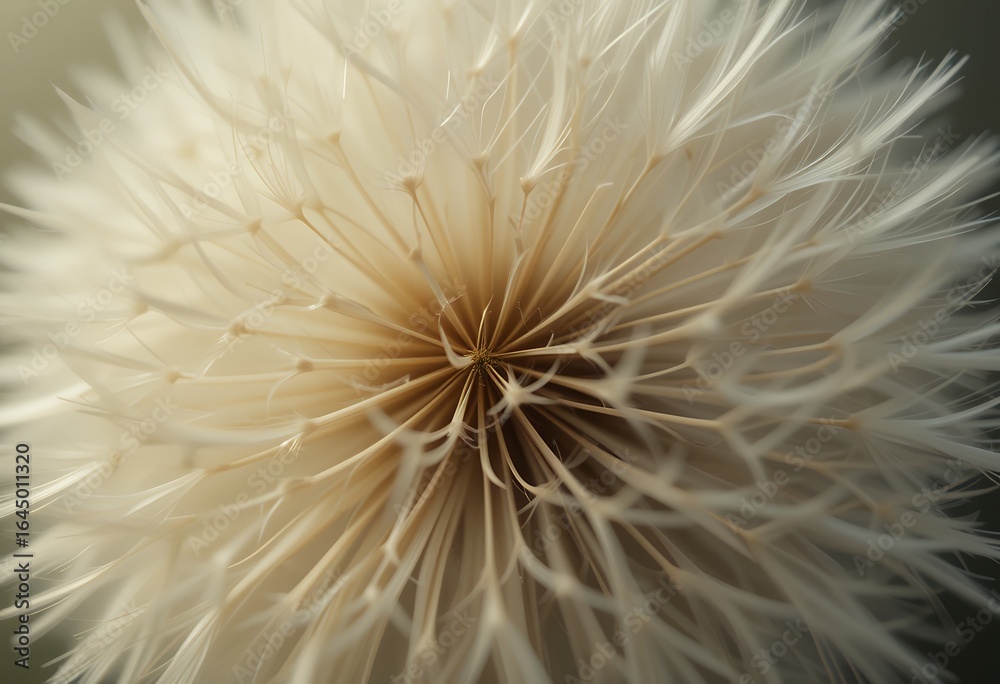 Fototapeta premium Close up detailed view of a fragile dandelion seed head showcasing intricate natural structure