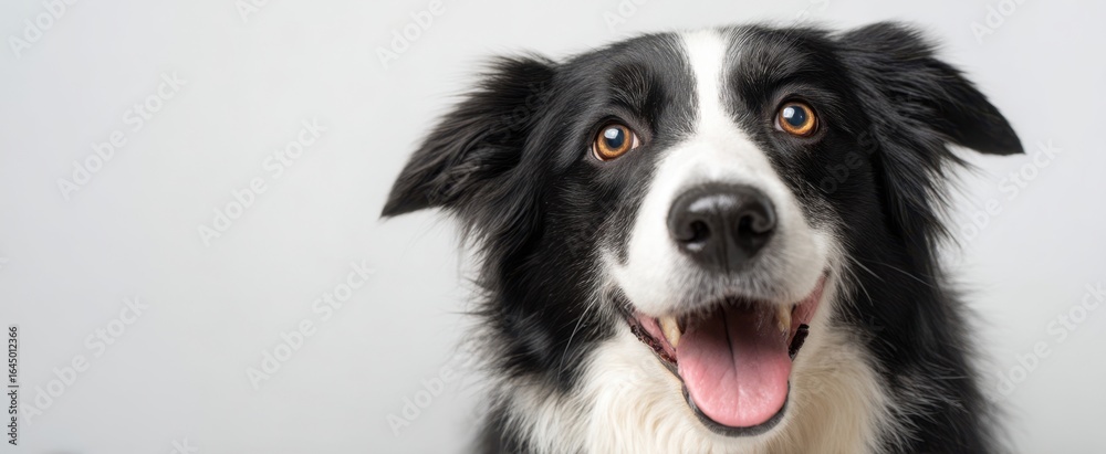 The cheerful Border Collie with a playful expression and bright eyes. The cheerful Border Collie with a playful expression and bright eyes.