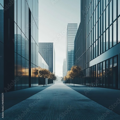 Minimalist Urban Street A clean minimalist urban street with modern architecture and soft light sleek and understated