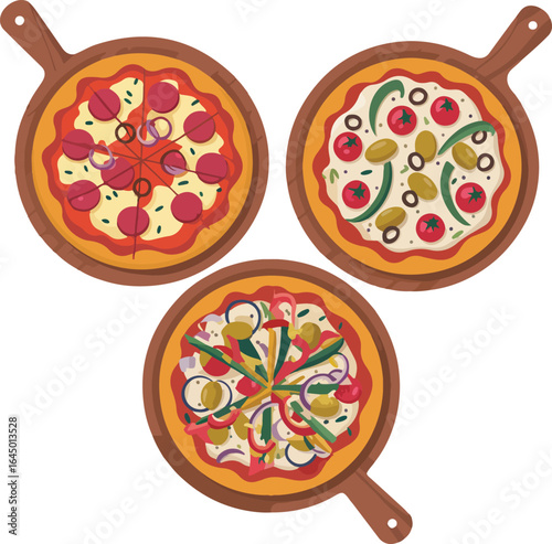 Delicious Pizza Varieties: Explore Your Favorite Toppings and Styles, Vector Illustration, funny pizza, vector pizza