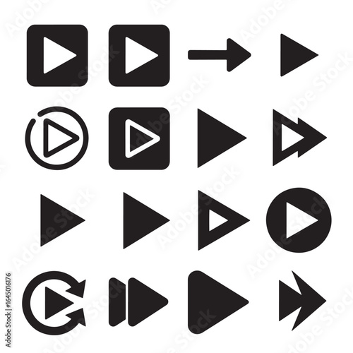 Free Download Collection of play buttons and arrows in various shapes and styles for web design elements - GFXLoad