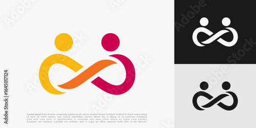 Abstract People Infinity Loop Logo design. teamwork icon vector illustration.
