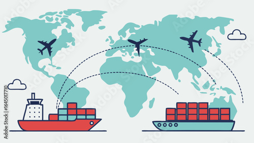 Global trade logistics transportation freight shipping import export air cargo and sea transport worldwide concept