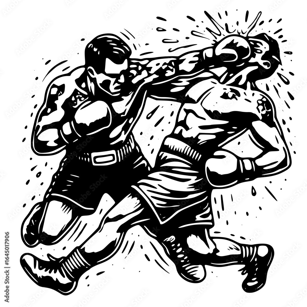 Fototapeta premium Boxer throwing a powerful punch in fight