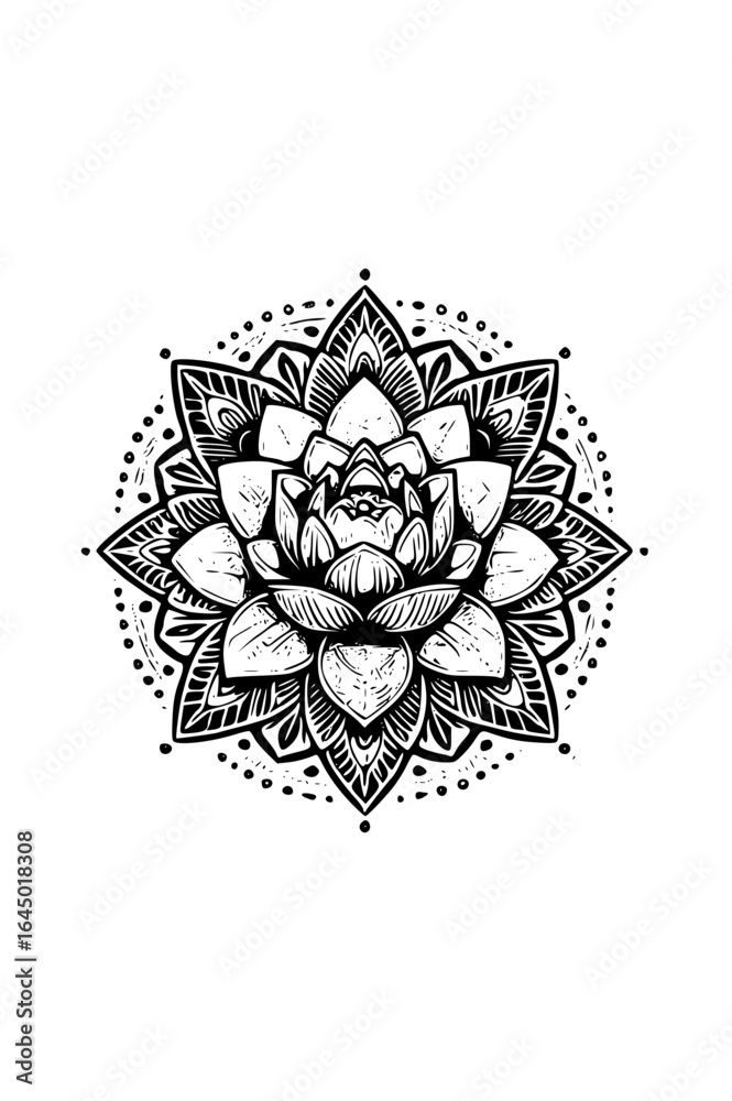 Obraz premium Mandala lotus flower design isolated on white background