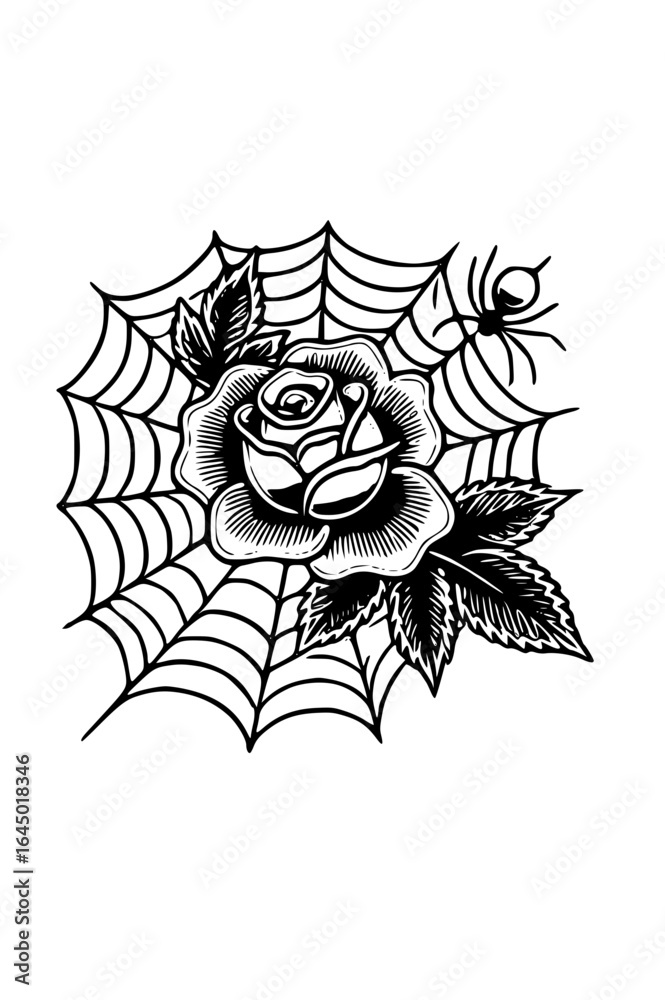 Rose and spiderweb tattoo design Rose and spiderweb tattoo design