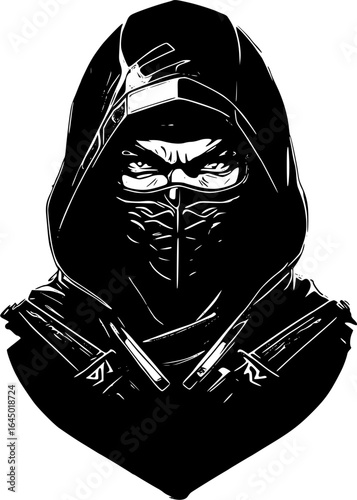 Ninja assassin character illustration isolated on white background