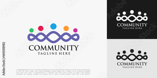 Abstract People Infinity Loop Logo design. teamwork icon vector illustration.