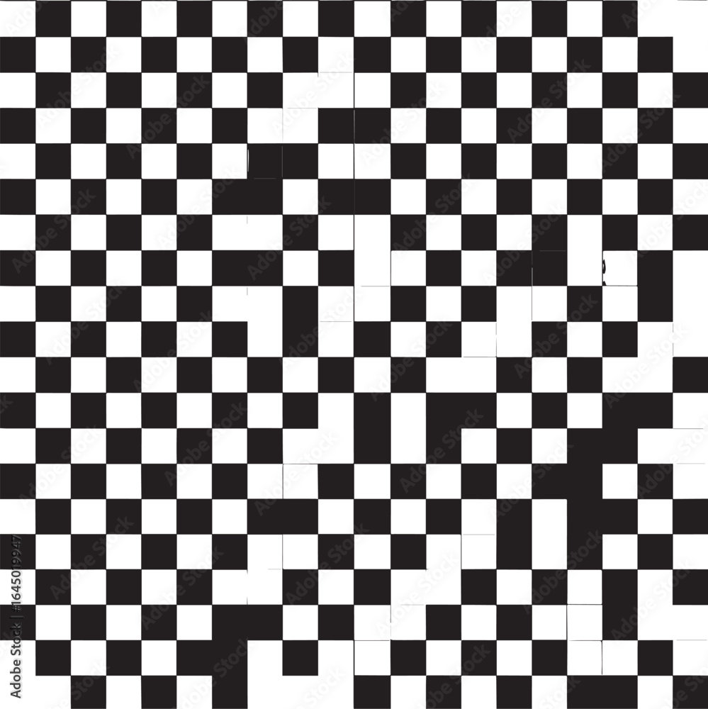 Fototapeta premium Seamless Checkered Design Silhouette | Black Vector Art