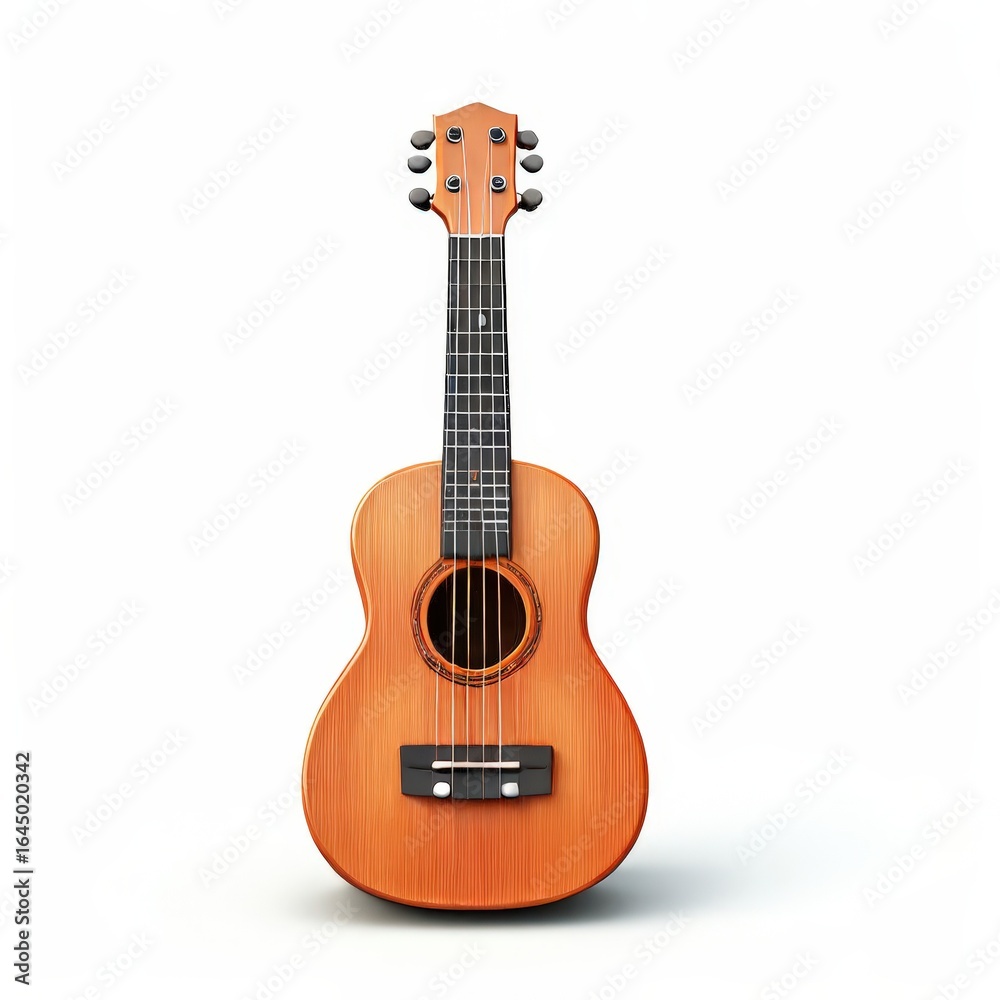 Obraz premium an AI Image Generator, Wooden Acoustic Ukulele Displayed Against