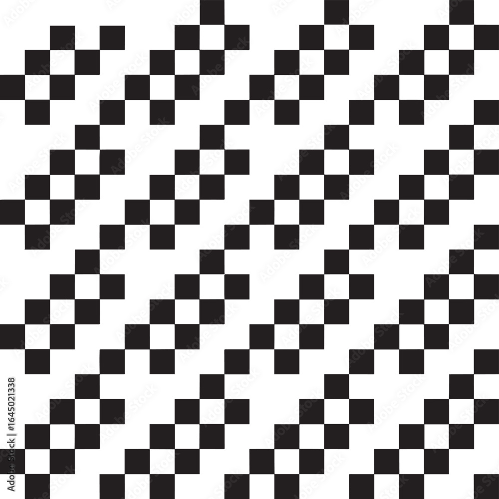 Fototapeta premium Seamless Checkered Design Silhouette | Black Vector Art