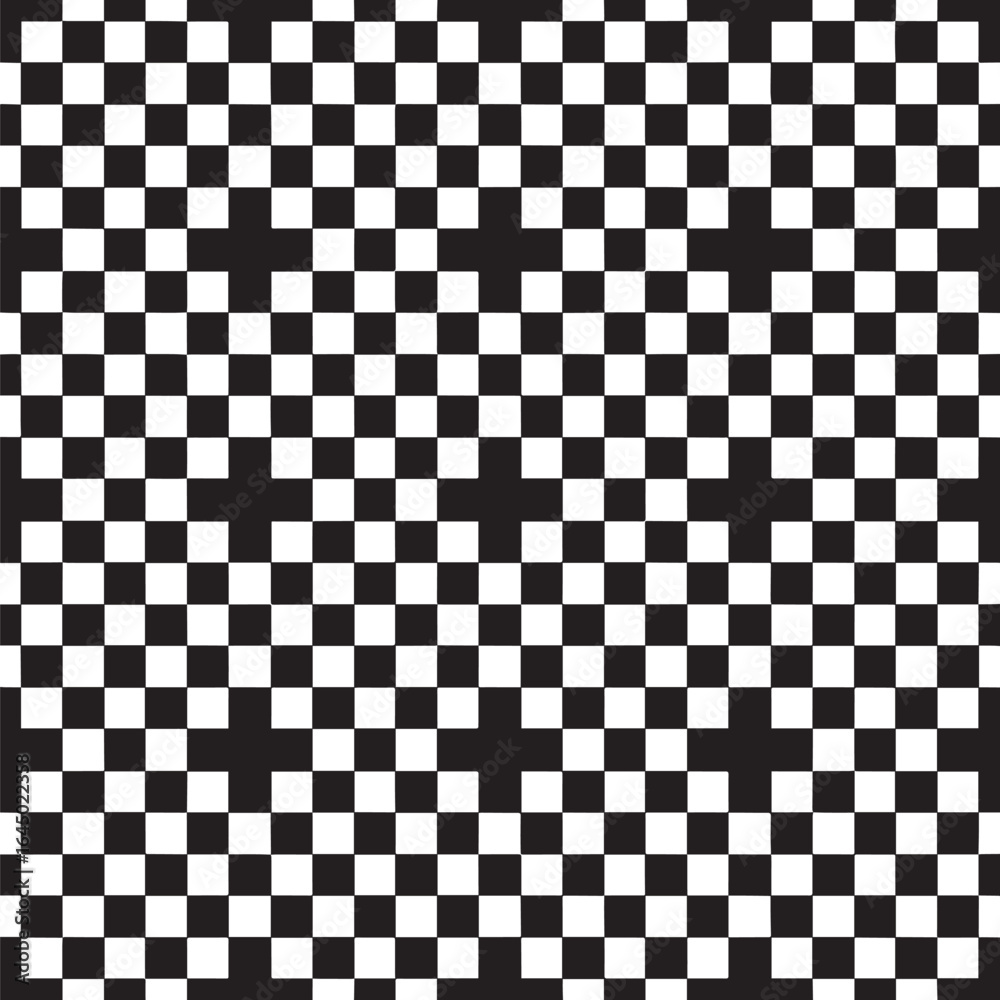 Fototapeta premium Seamless Checkered Design Silhouette | Black Vector Art