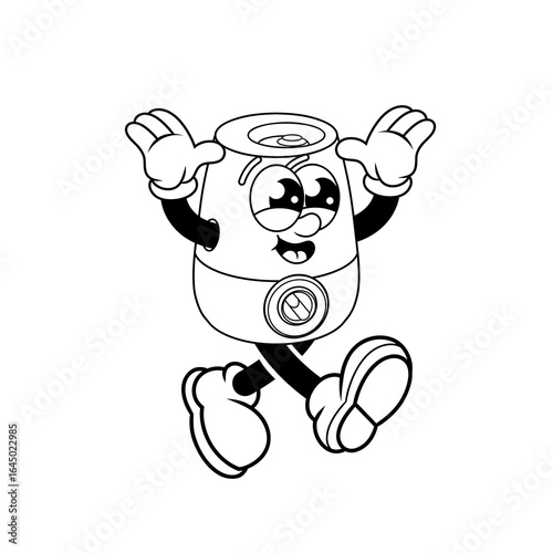 Retro character design of cheerful humidifier outline