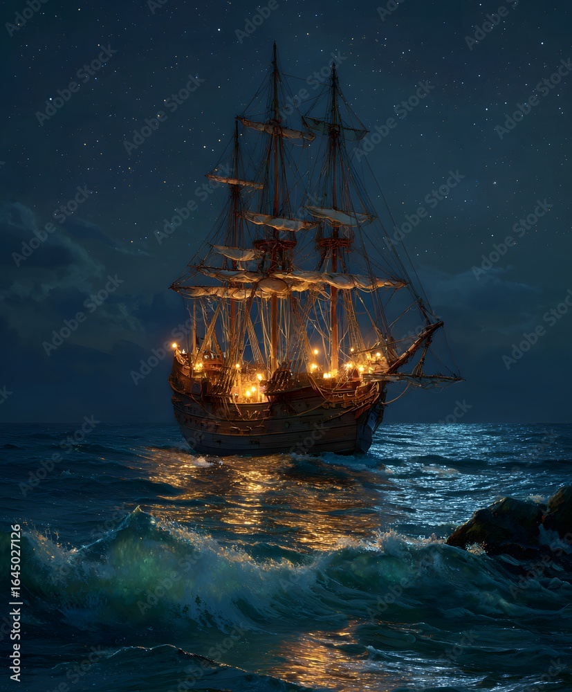 Fototapeta premium sailing ship in the sea
