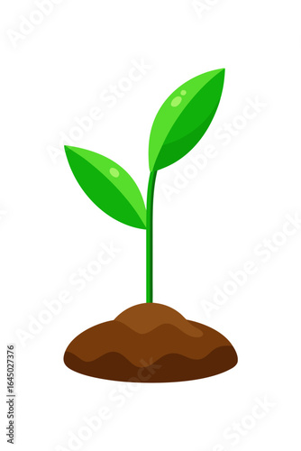 Vibrant green seedling sprouts from rich brown soil symbolizing growth, new beginnings, and ecological awareness, perfect for sustainability campaigns and nature projects