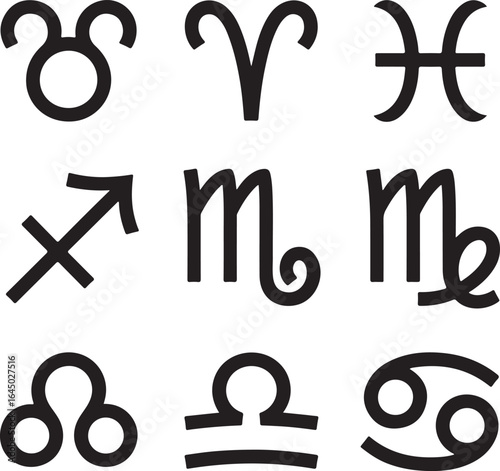Zodiac symbols black graphic design astrology zodiac signs