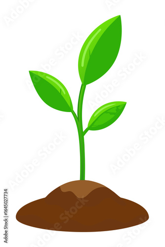Vibrant green seedling sprouts from rich soil, symbolizing growth, new beginnings, and environmental health, perfect for nature and business concepts.