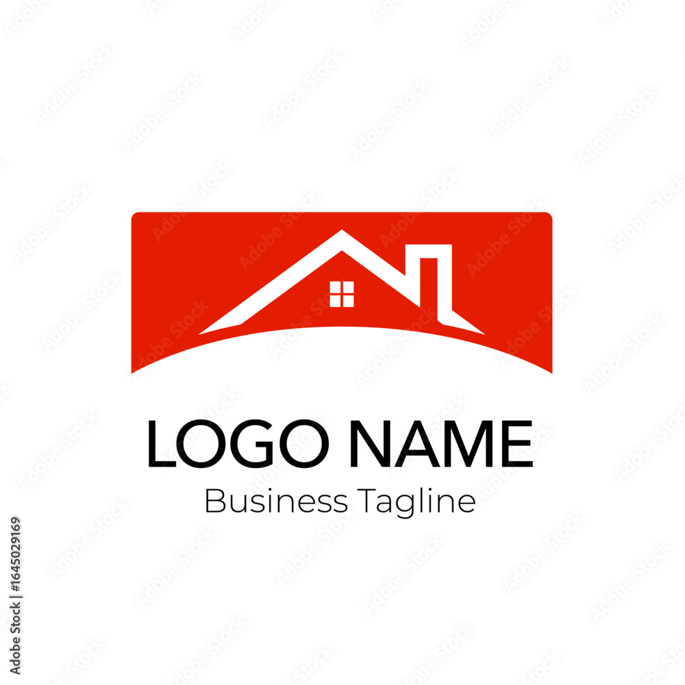 Fototapeta premium Red Building Construction Real Estate Logo Design Template
