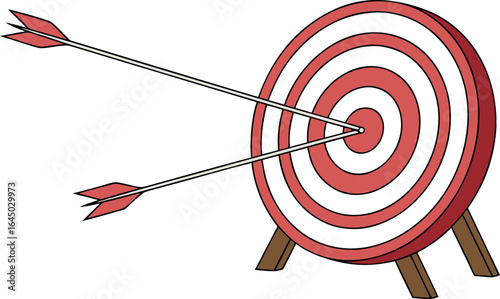 Arrows hitting the bullseye, achieving goals, success, and reaching targets in business and marketing