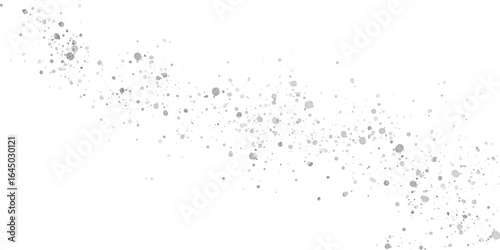 Silver glitter particles, scatter of glowing confetti. Festive decorative shimmer splatter isolated on transparent background