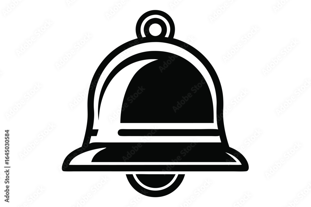 Simple black bell icon with a white background depicts old technology Simple black bell icon with a white background depicts old technology