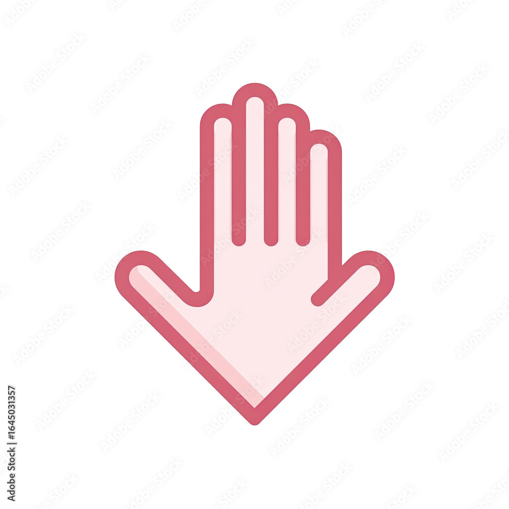 Obraz premium Pink hand icon pointing down