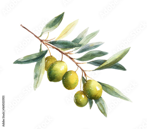 Wallpaper Mural Watercolor olive branch (2) Torontodigital.ca