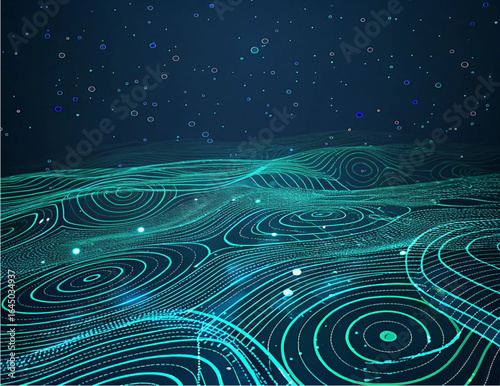 Tech Mesh Grid with Glowing Lines Abstract Vector	